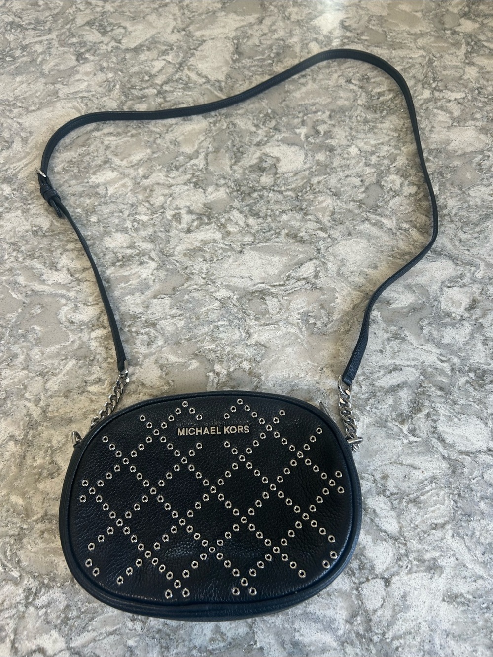 Michael Kors Black Studded Quilted Crossbody